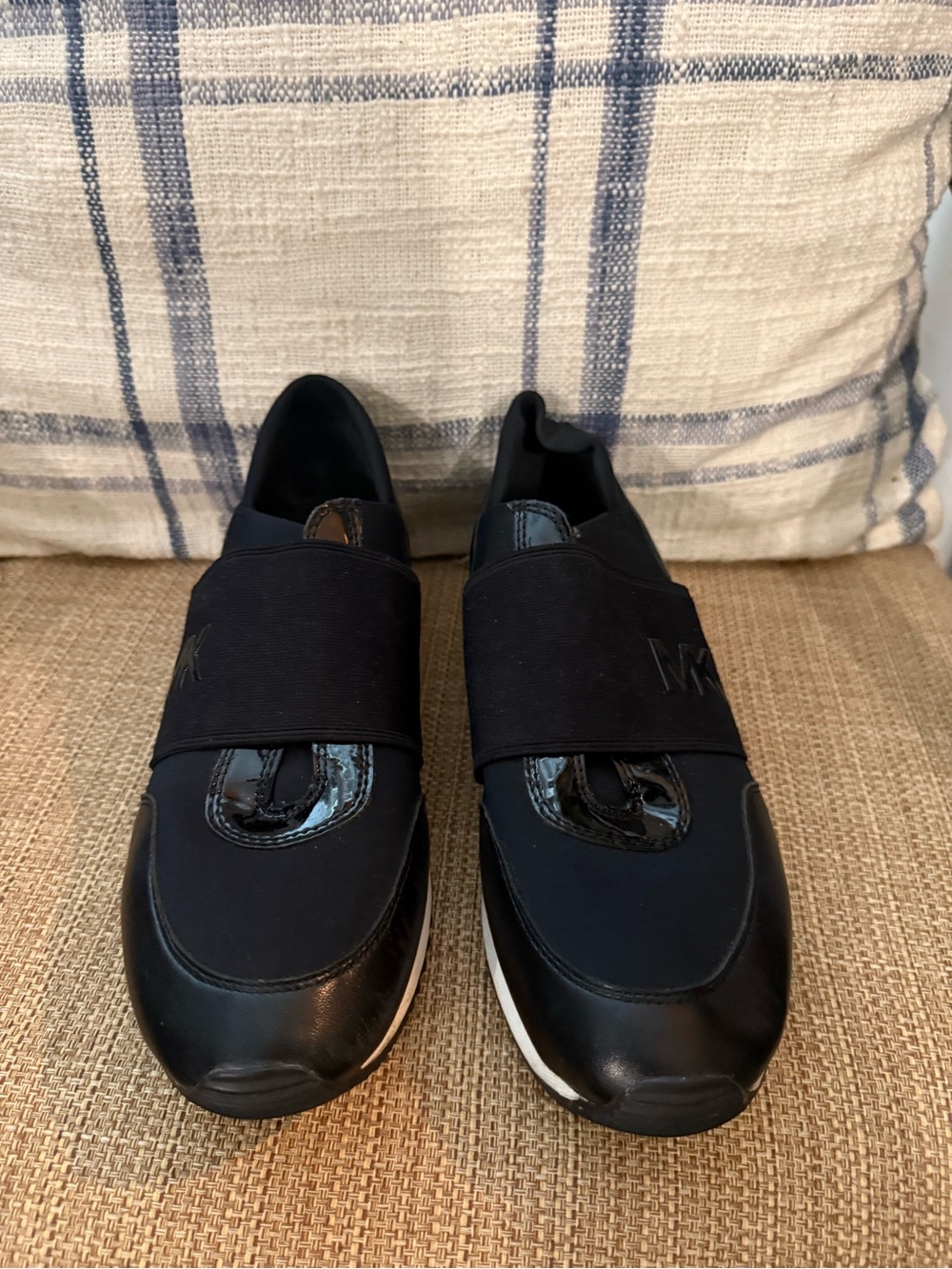 Michael Kors Women Black Slip-On Sneakers with Elastic Strap